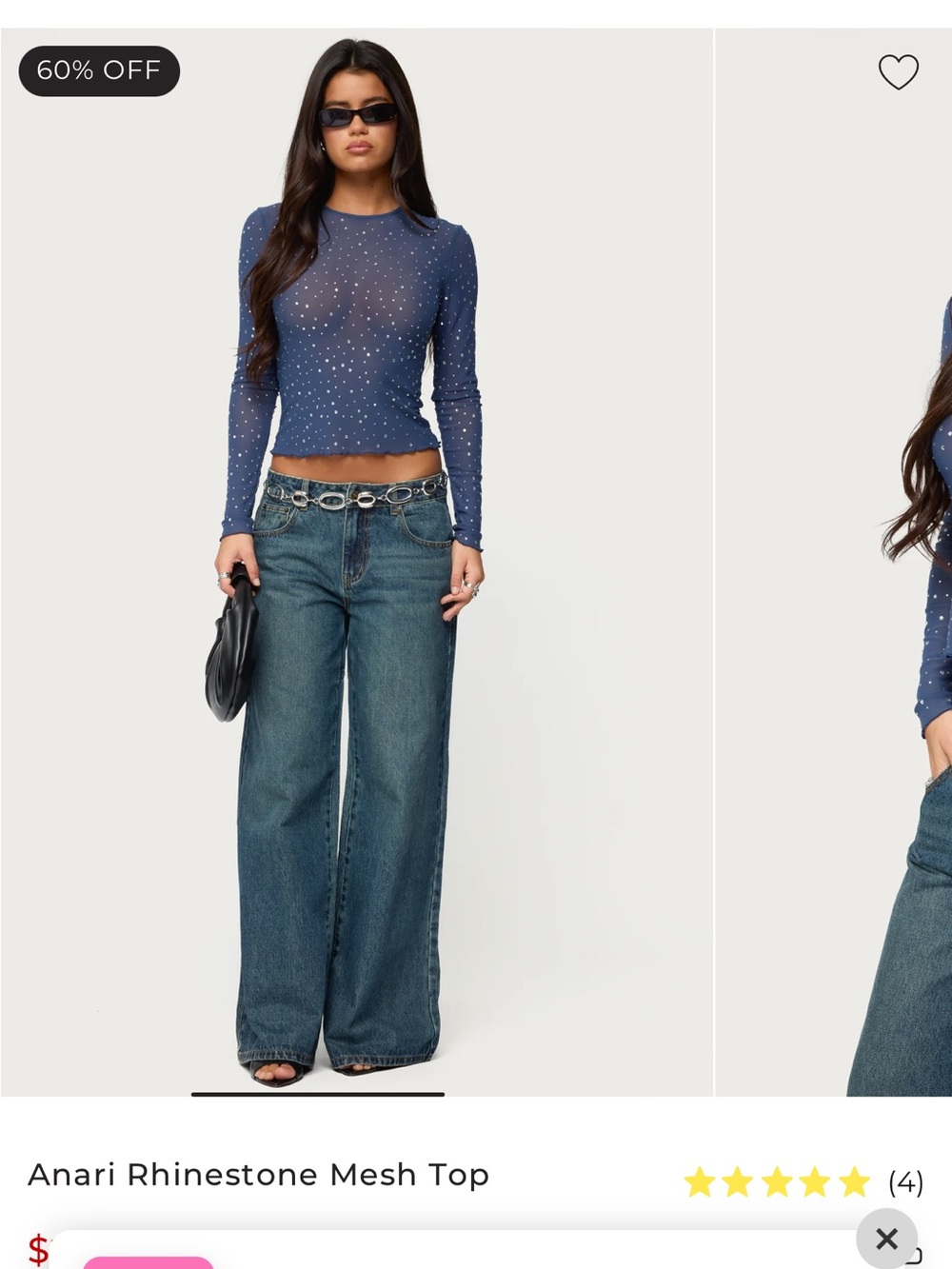Edikted Anari Rhinestone Mesh Top - Picture 2 of 2